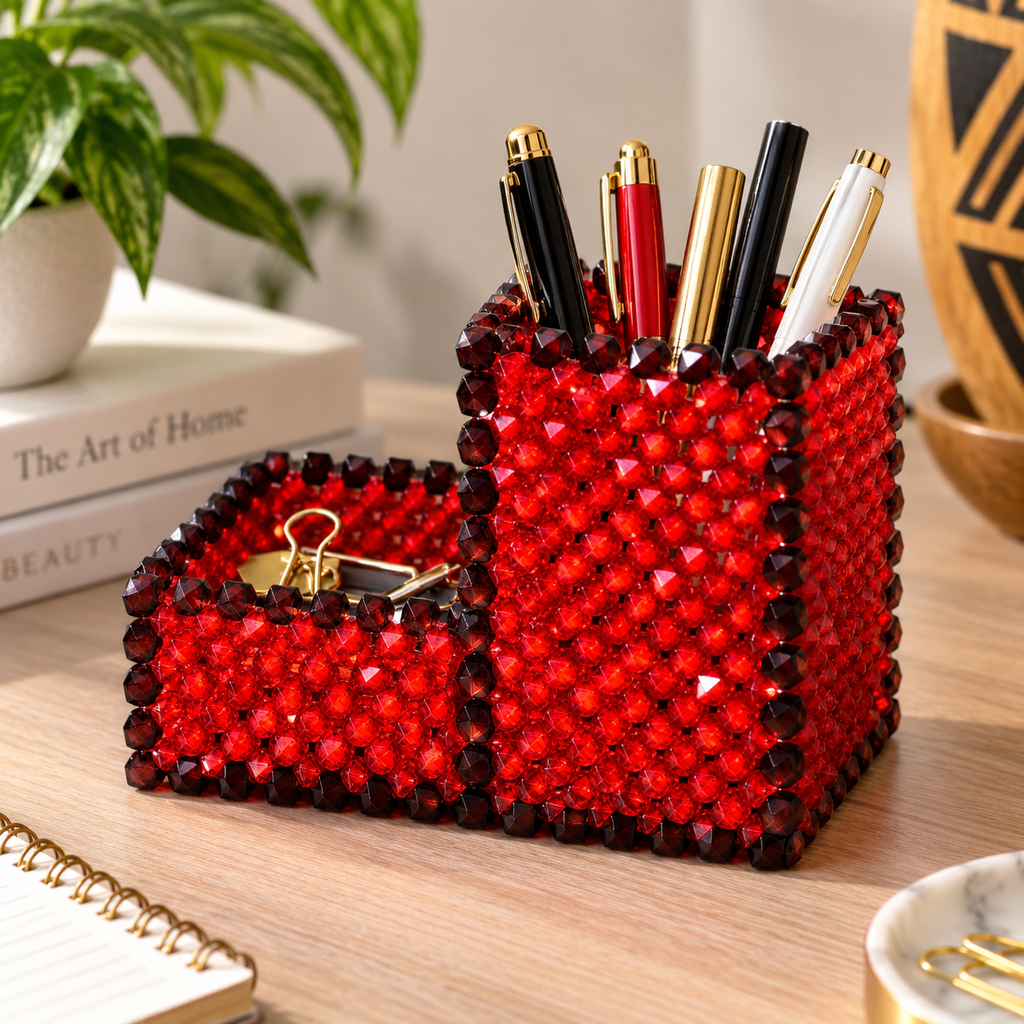 Porte-stylos Rubis – Organiseur de bureau à deux compartiments