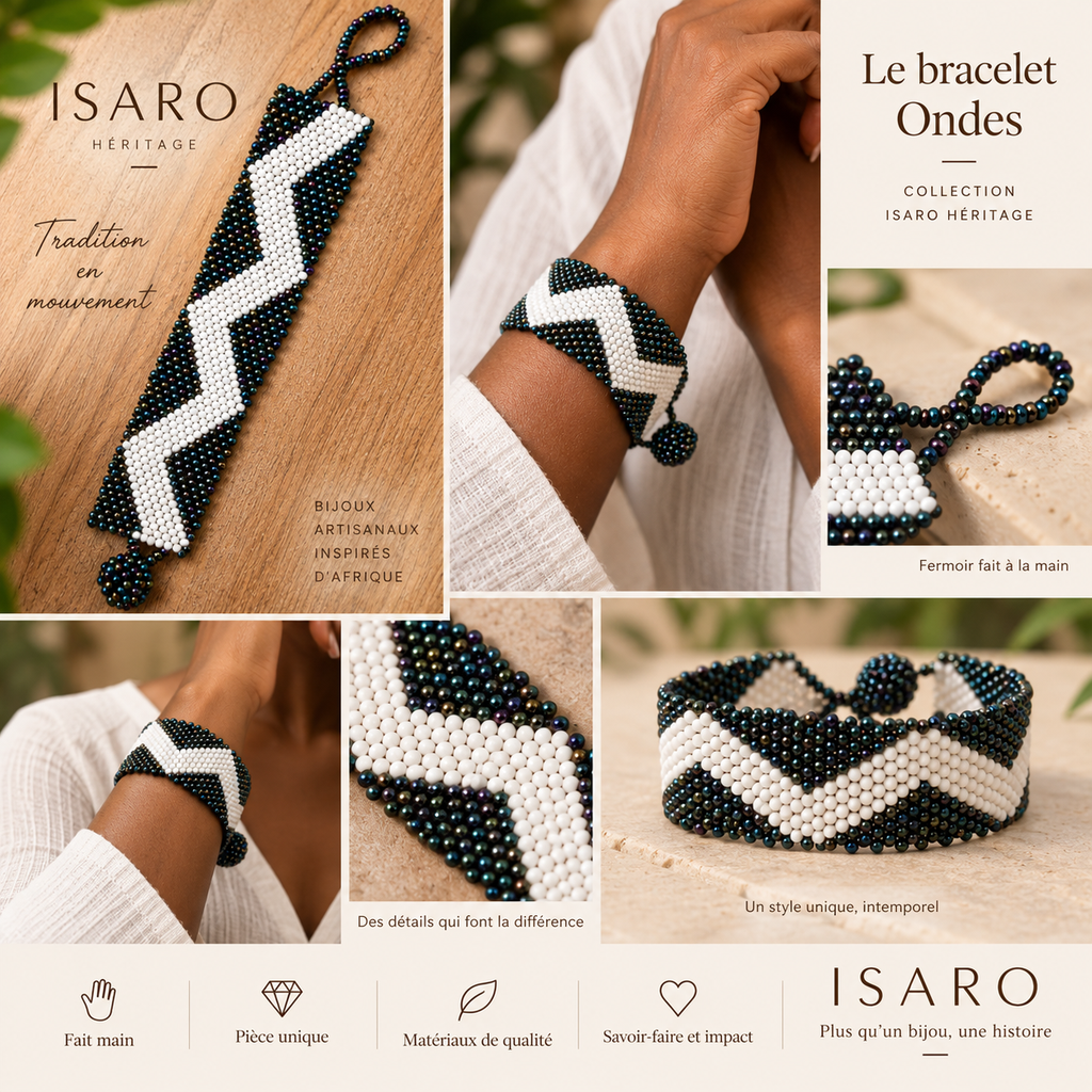 Bracelet Ondes – ISARO Héritage (Blanc)